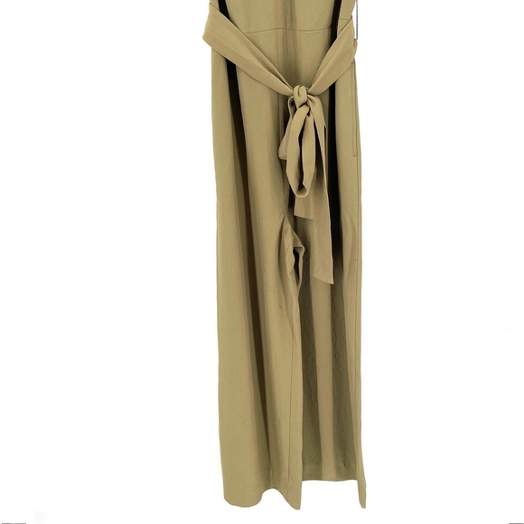 EVERLANE GoWeave Japanese Wide Leg Olive Belted Cottage Boho Comfy Luxe Jumpsuit - Picture 5 of 10
